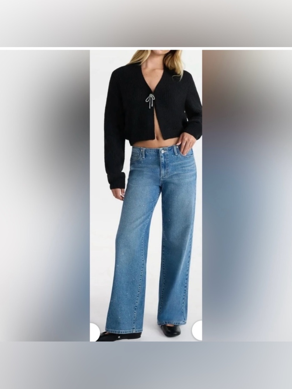 No Boundaries Studded Baggy Wide Leg Jeans, Women's